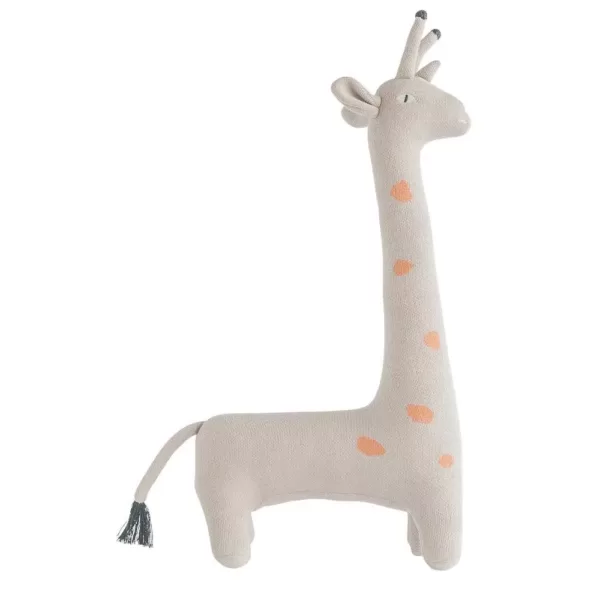 3R Studios Grey and Orange Giraffe Shaped 13 in. x 22 in. Throw Pillow