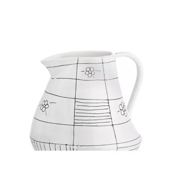 Abigails 60 fl. oz. Black and White Ceramic Graffiti Pitcher