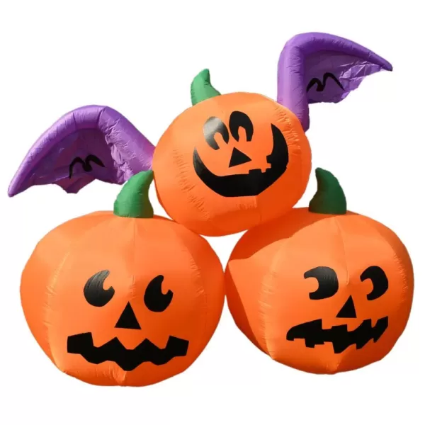 ALEKO 6 ft. Pre-Lit Winged Jack-O-Lantern Trio Halloween Inflatable