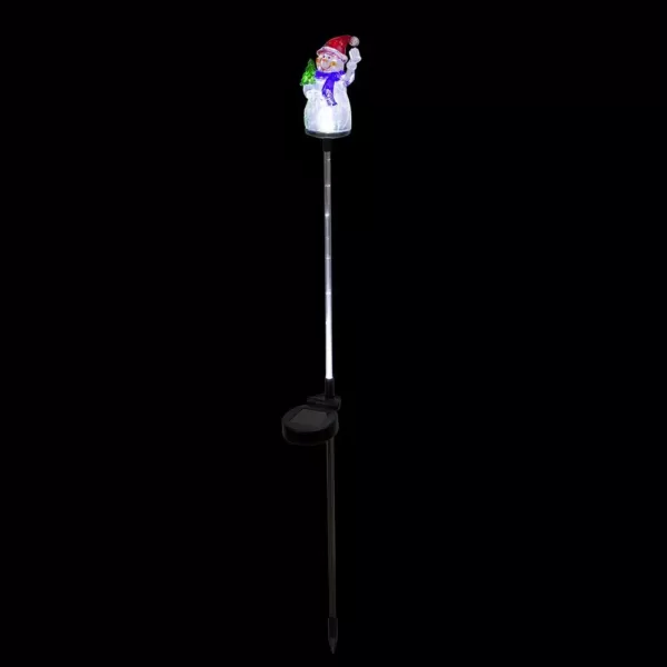 Alpine Corporation Solar Snowman Garden Stake with Fiber Optic Lights (Set of 2)