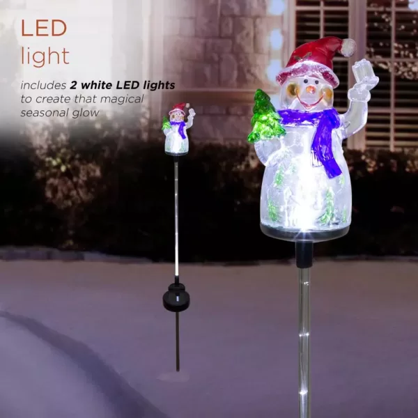 Alpine Corporation Solar Snowman Garden Stake with Fiber Optic Lights (Set of 2)