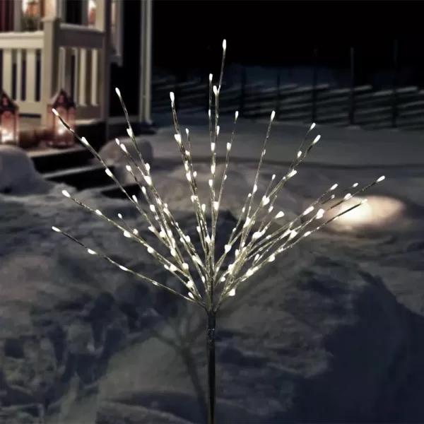 Alpine Corporation 39 in. Tall Silver Metallic Foil Tree Stake with Warm White LED Lights