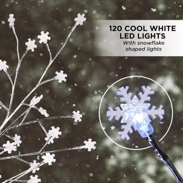 Alpine Corporation 58 in. Tall Frosty Christmas Snowflake Tree with Cool White LED Lights