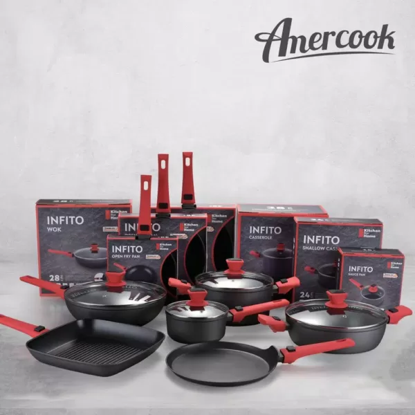 AMERCOOK 9.5 in. Scratch resistant aluminum round crepe pan w/ detachable handle