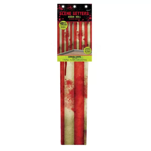 Amscan 48 in. Halloween Creepy Carnival Striped Scene Setters Room Roll