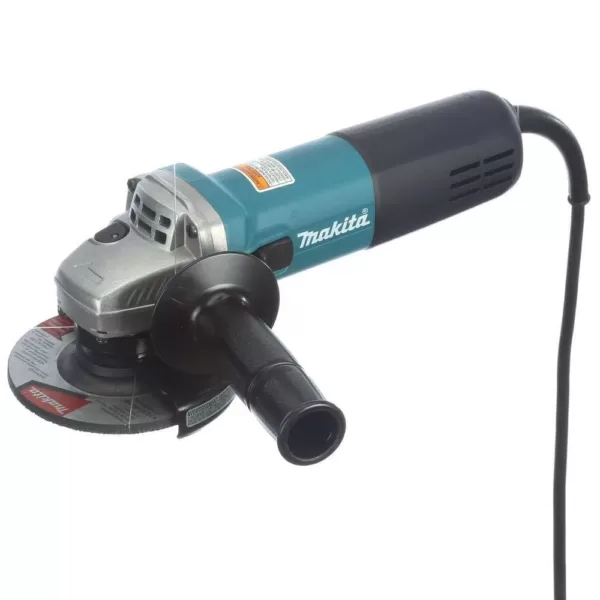 Makita 7.5 Amp Corded 4-1/2 in. Easy Wheel Change Compact Angle Grinder with Grinding Wheel, Wheel Guard and Side Handle