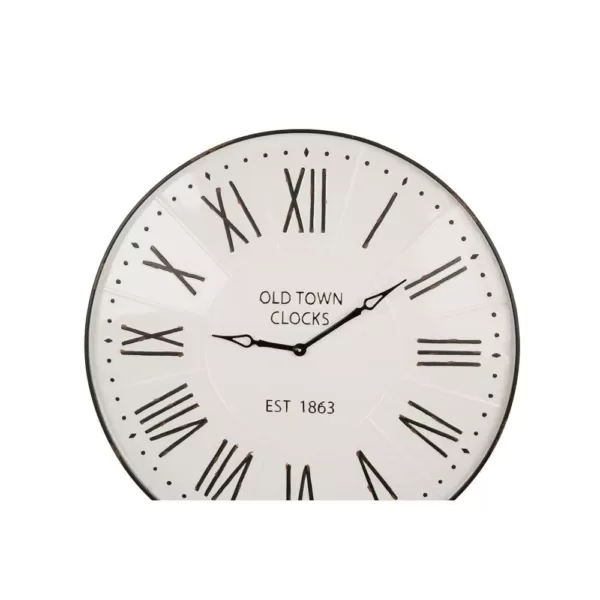 Glitzhome 31.5 in. Oversized Farmhouse Metal Enamel Wall Clock