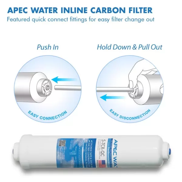 APEC Water Systems Ultimate 10 in. Inline Carbon Filter with 1/4 in. Quick Connect