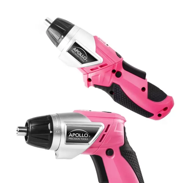 Apollo 1.4 in. 3.6-Volt Lithium-Ion Rechargeable Electric Screwdriver with 45-Piece Accessory Set in Pink