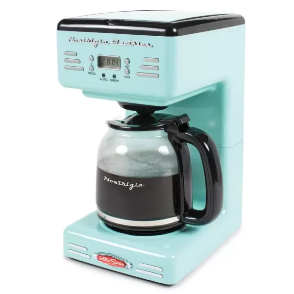 Nostalgia 12-Cup Blue Coffee Maker with Pause and Serve Function