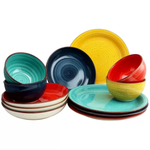 Gibson Home Color Speckle 12-Piece Casual Assorted Colors Stoneware Dinnerware Set (Service for 4)