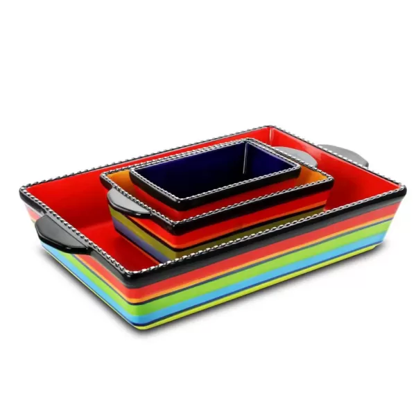 Gibson Pueblo Springs 3-Piece Stoneware Bright Color Bakeware Set