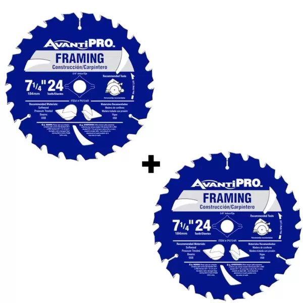 Avanti Pro 7-1/4 in. x 24 Teeth per in. Framing Saw Blade (2-Pack)