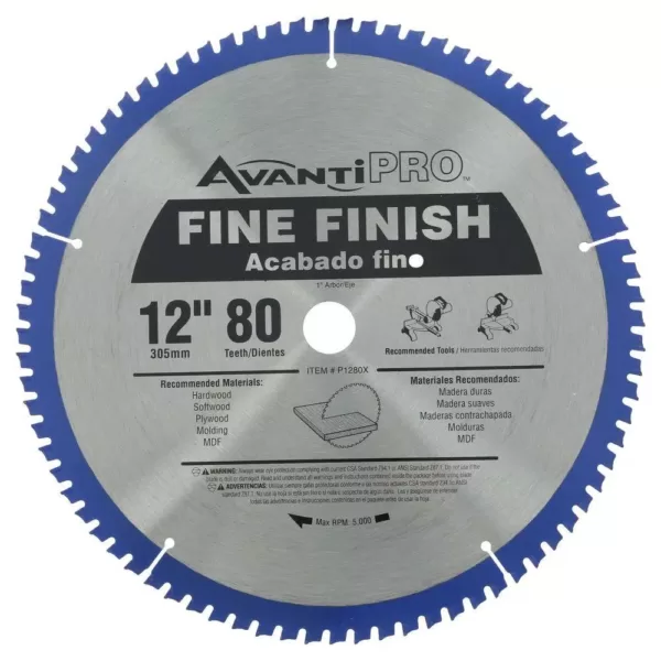 Avanti Pro 12 in. x 80-Teeth Fine Finish Saw Blade (2-Pack)