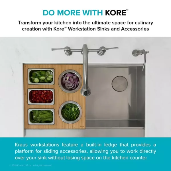 KRAUS 16.75 in. Workstation Kitchen Sink Composite Serving Board Set with Stainless Steel Bowls