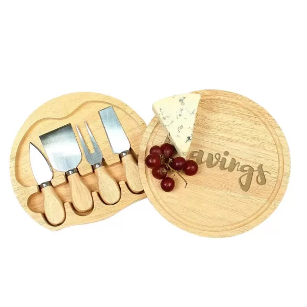 Cathy's Concepts "Cravings" 8 in. Wood Gourmet 5-Piece Cheese Board Set