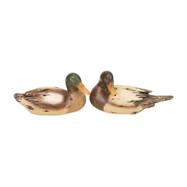 LITTON LANE Decoy Duck Polystone Sculptures (Set of 2)