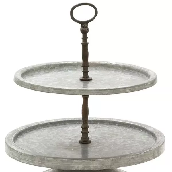 Benzara Amazingly Useful Metal 2-Tier Tray Stand