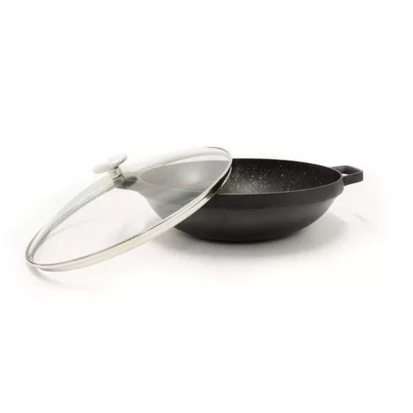 BergHOFF GEM 12.5 in. Cast Aluminum Nonstick Wok with Glass Lid