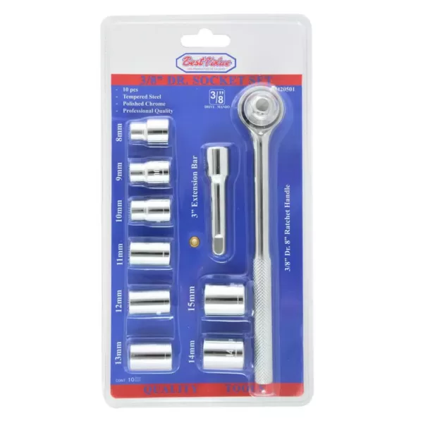 Best Value 3/8 in. Drive Socket and Ratchet Set (10-Piece)