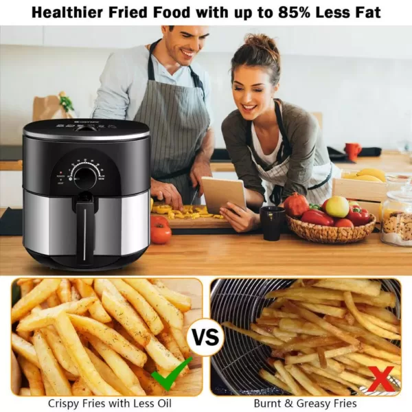 Costway 3.5 Qt. Electric Stainless Steel Air Fryer Oven Oilless Cooker 1300-Watts Auto Shut Off