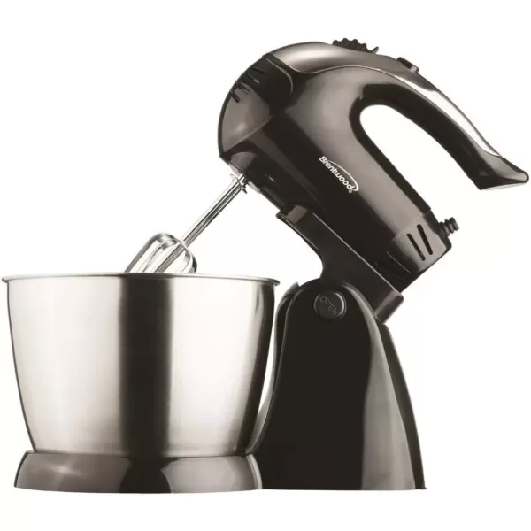 Brentwood Appliances 3 Qt. 5-Speed Black Electric Stand Mixer with Bowl and 5-Speed Black Electric Hand Mixer