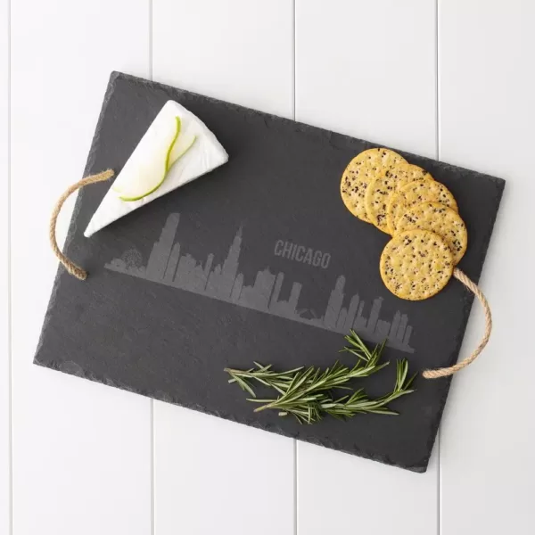 Cathy's Concepts Chicago Skyline Black Slate Serving Tray