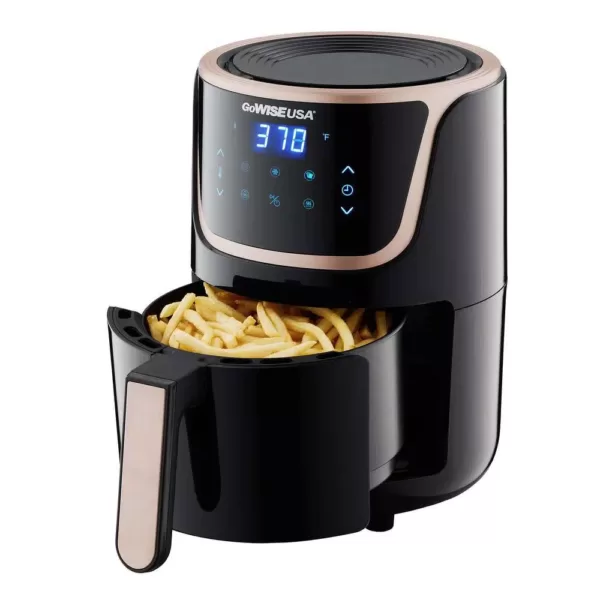 GoWISE USA 1. 7- qt. , 2.0 qt. Max Black/Copper Electric Mini Air Fryer with Digital Touchscreen + Recipe Book