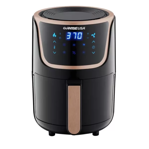 GoWISE USA 1. 7- qt. , 2.0 qt. Max Black/Copper Electric Mini Air Fryer with Digital Touchscreen + Recipe Book