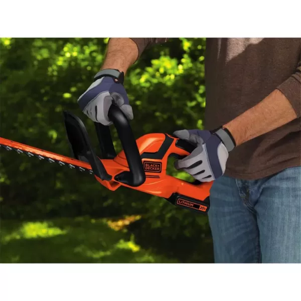 BLACK+DECKER 22 in. 20V Max Cordless Hedge Trimmer with (2) 1.5Ah Batteries and Charger with Bonus Blower Kit Included