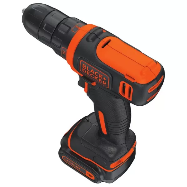 BLACK+DECKER 12-Volt MAX Lithium-Ion Cordless 3/8 in. Drill with Battery 1.5Ah and Charger