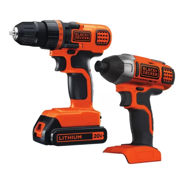 BLACK+DECKER 20-Volt MAX Lithium-Ion Cordless Drill/Driver and Impact Driver Combo Kit (2-Tool) with Battery 1.5Ah and Charger