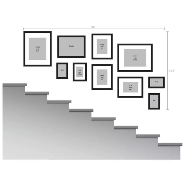 DesignOvation Gallery 5 in. x 7 in. Matted to 3.5 in. x 5 in. Black Picture Frame (Set of 4)