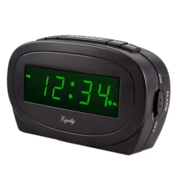 Equity by La Crosse Digital 0.60 in. Green LED Electric Alarm Table Clock