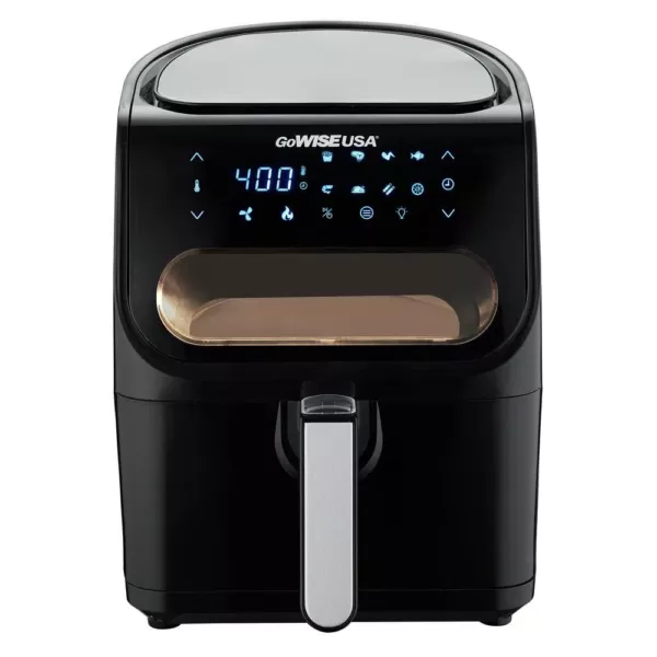 GoWISE USA 4 qt. Black Electric Air Fryer with See Through Window and 8-Presets