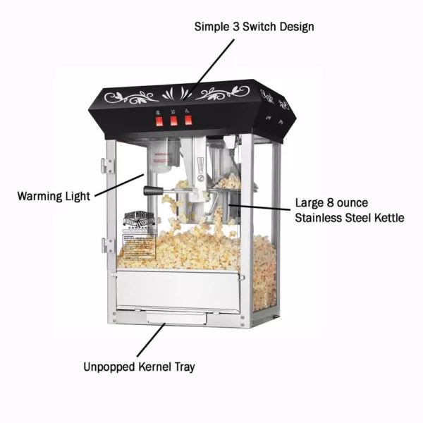 Great Northern 850-Watt 8 oz. Black Popcorn Popper