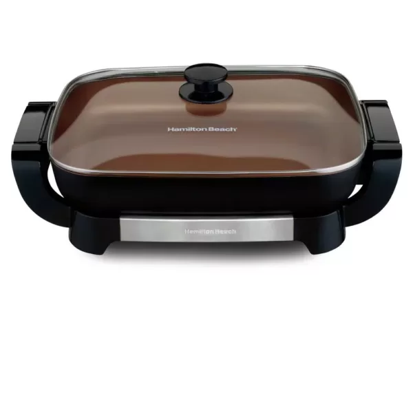 Hamilton Beach Durathon Ceramic 180 in. Black Electric Skillet with Removable Pan