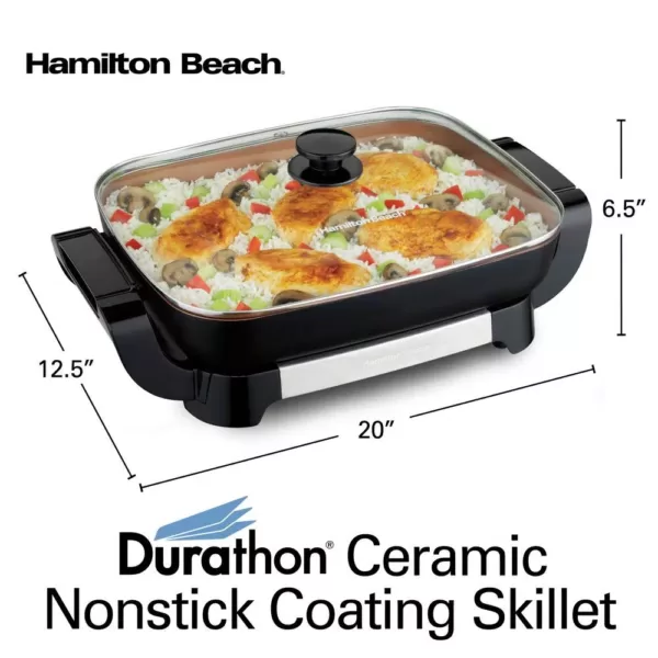 Hamilton Beach Durathon Ceramic 180 in. Black Electric Skillet with Removable Pan