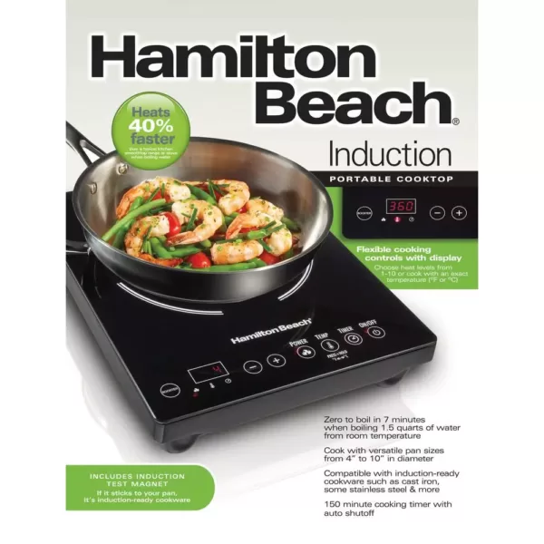 Hamilton Beach Single Burner 10 in. Black Induction Cooktop