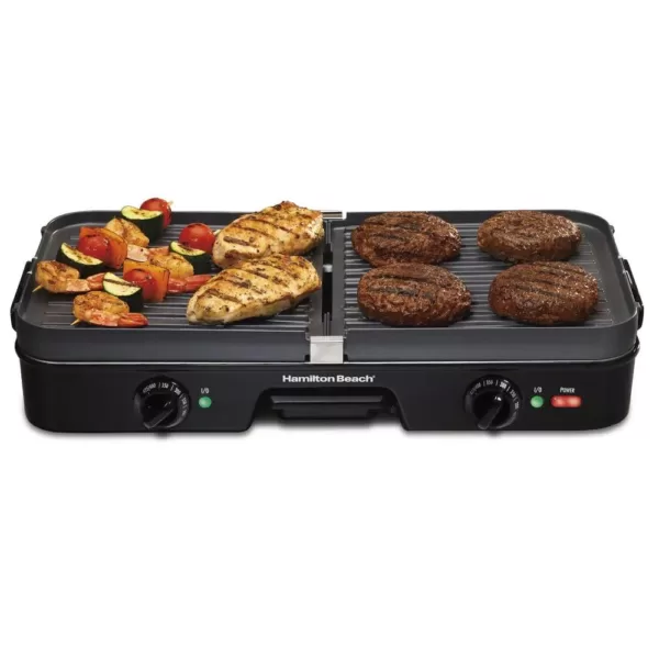 Hamilton Beach 3 in 1 180 sq. in. Black Indoor Grill with Removable Grids