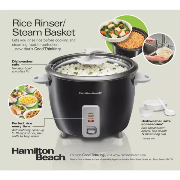 Hamilton Beach 16-Cup Black Rice Cooker