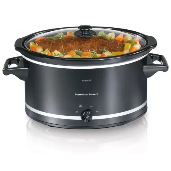 Hamilton Beach 8 Qt. Black Slow Cooker with Temperature Settings and Glass Lid