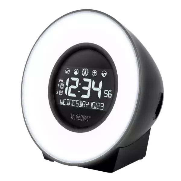 La Crosse Technology Color Mood Light Desk Clock with 5-Soothing Nature Sounds and USB port