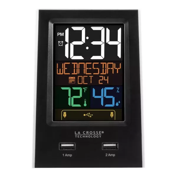 La Crosse Technology Desktop Dual USB Charging Clock with Alarm and Nap Timer