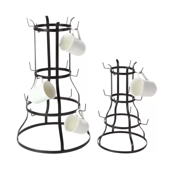 LITTON LANE Set of 2 Industrial Iron Mug Rack