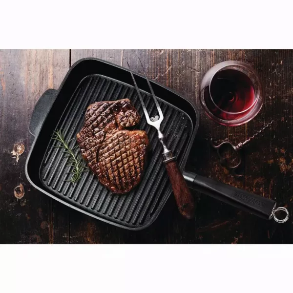 MasterPan Sectional Series 11 in. Cast Aluminum Nonstick Grill Pan in Black