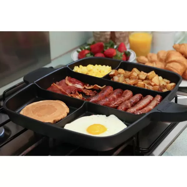 MasterPan Sectional Series 15 in. Cast Aluminum Nonstick Skillet in Black