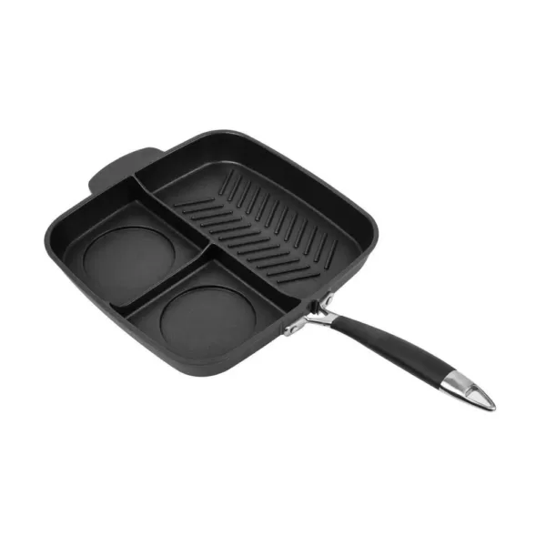 MasterPan Sectional Series 11 in. Cast Aluminum Nonstick Skillet in Black