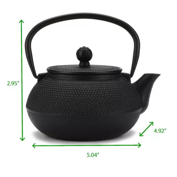 Mind Reader 2.5-Cup Black Japanese Style Cast Iron Tetsubin Tea Pot with Infuser