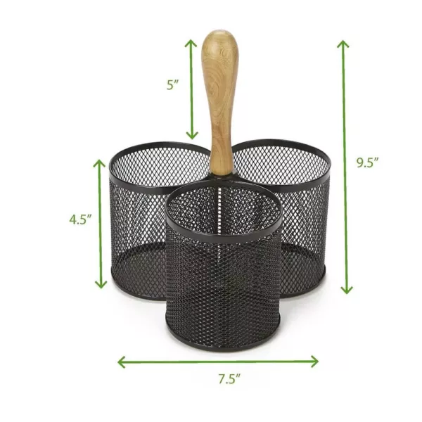 Mind Reader 3-Section Black Mesh Cutlery Caddy, Utensils Caddy, Cutlery Holder, Serve Ware Holder, Flatware Organizer